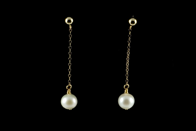 14K Gold 7.5mm Freshwater Pearl Earrings [ERG002]