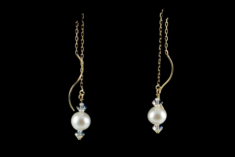 14K Gold "S" Post Earrings with Swarovski Crystals [ERG001]