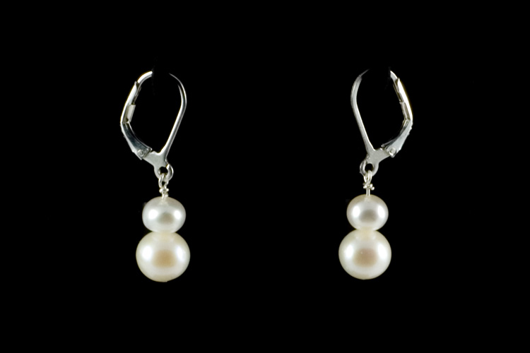 Sterling Silver Lever-Back with pearl Earring [ERS005]